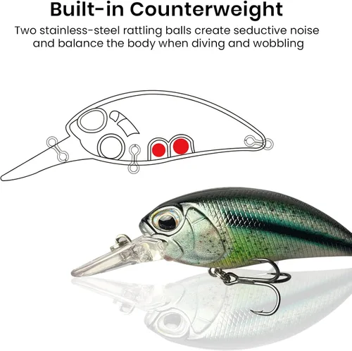 Miniatura 3 de Pristis Lifelike Fishing Plugs for Bass Muskie Walleye, Slow Sinking Swimbaits for Saltwater Freshwater, Shallow Deep Diving Crank Hard Baits Lure