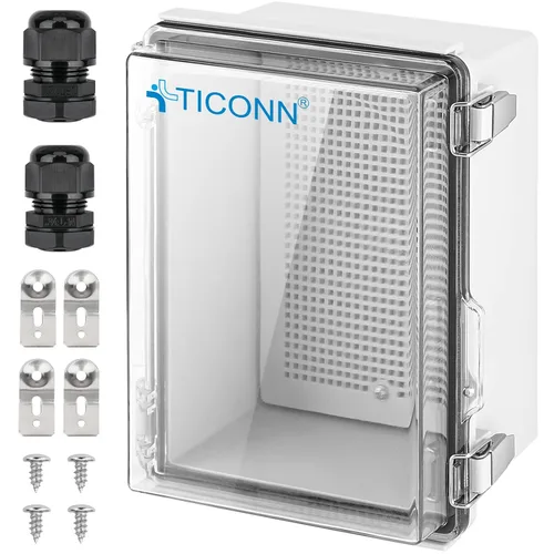 Miniatura 30 de TICONN - Caja de conexiones eléctricas impermeable IP67 con carcasa de plástico ABS con tapa con bisagras con placa de montaje, soportes de pared