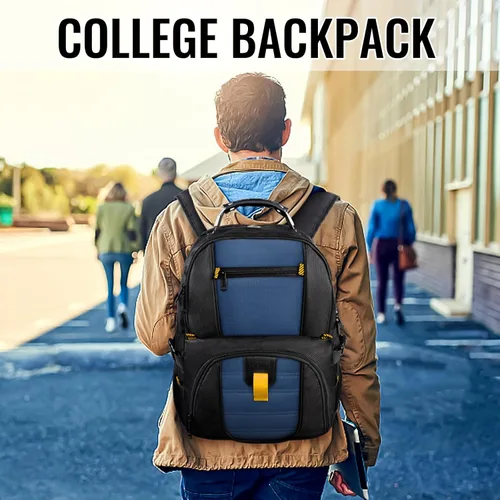 Miniatura 6 de YOREPEK 18.4 Mochila para laptop, mochilas grandes con puerto de carga USB, mochila de fin de semana aprobada para vuelos de TSA, con correa de Roy