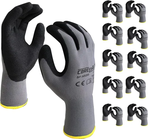 Miniatura 7 de Corestar Safety - Guantes de trabajo de microespuma de nitrilo con revestimiento de palma de nailon sin costuras