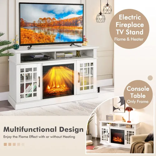 Miniatura 7 de Tangkula Soporte de TV con chimenea para televisores de hasta 55 pulgadas, con inserto de chimenea de 18 pulgadas 4777 BTU, brillo de 3 niveles