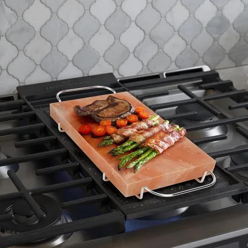 Miniatura 7 de Onlyfire - Juego de platos de cocina con bloque de sal del Himalaya con bandeja de acero, 12 x 8 x 1.5 pulgadas, para cocinar, asar a la parrilla