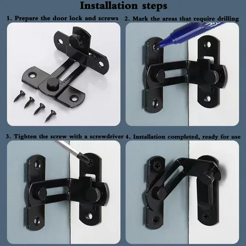 Miniatura 3 de Cerraduras de cerradura de puerta de granero abatibles – Cerradura de 90 grados para mayor seguridad en tu hogar, adecuado para baño, garaje