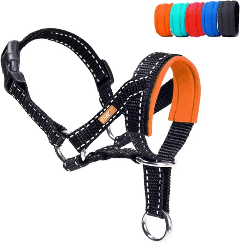 Collar de cabeza de perro con tela reflectante, arnés ajustable para cabeza de perro para evitar tirones para perros pequeños, medianos y grandes