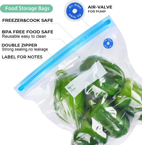 Miniatura 3 de Sous Vide Bolsas reutilizables 27 unidades, bolsa selladora al vacío de alimentos sin BPA, bolsa de almacenamiento de alimentos, bolsas