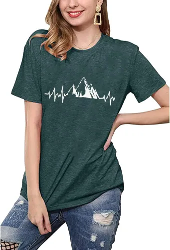 Miniatura 4 de Camiseta de manga corta con estampado de corazón para mujer, camiseta con estampado de corazón y estampado de corazón