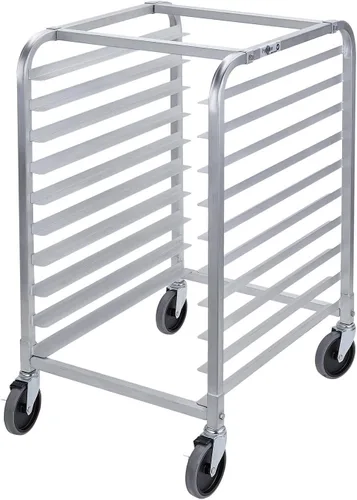 Profeeshaw Estante para panadería de 10 niveles con ruedas, carro de almacenamiento de estante de aluminio para medias hojas o hojas completas