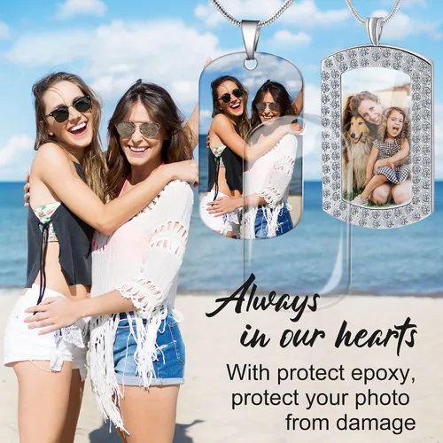 Miniatura 2 de Bivei Collar con etiqueta de perro, collar grabado con foto personalizada para hombres, collar con etiqueta de perro militar con imagen personalizada