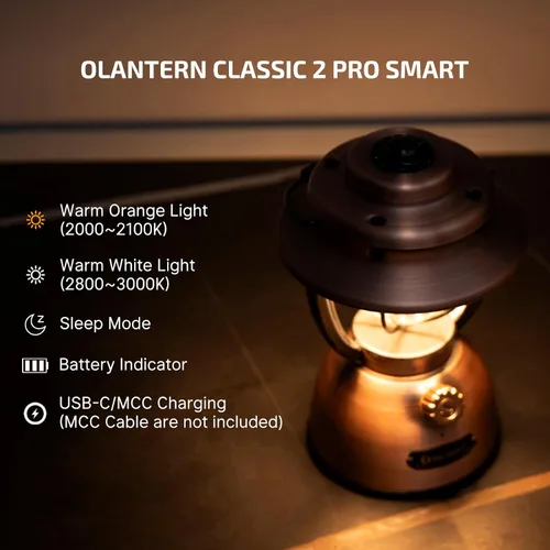 Miniatura 2 de OLIGHT Olantern Classic 2 Pro - Linterna de campamento con control de aplicación, linterna LED recargable de 300 lúmenes con fuentes de luz duales