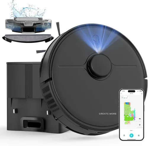 Combo robot de aspiradora y trapeador, potente succión de 5000 Pa, mapeo inteligente avanzado, ideal para pelo de mascotas, polvo