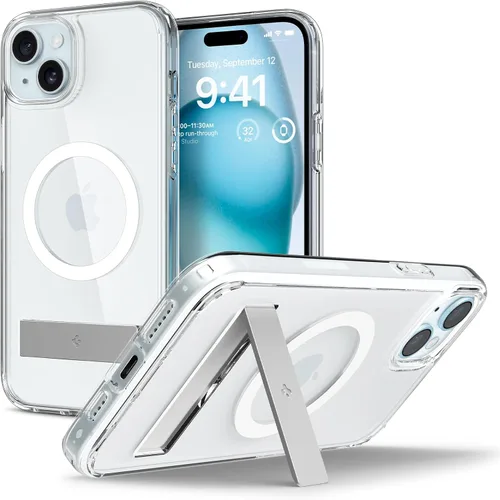 Miniatura 16 de Spigen Funda ultra híbrida S MagFit diseñada para iPhone 15 (2023) [Kickstand] [Amti Yellowing], compatible con MagSafe, color negro