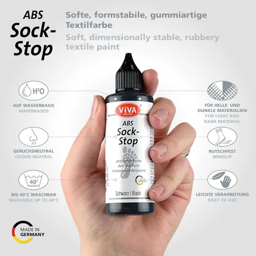 Miniatura 2 de Viva Decor ABS Sock Stop (2.77 onzas líquidas, negro) – Pintura de tela para calcetines antideslizantes, tapetes de baño y más – sin látex, a base
