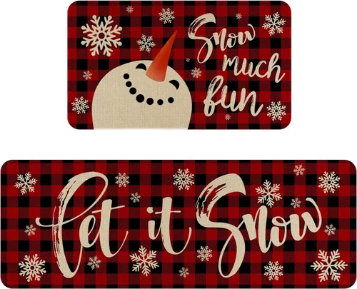 Miniatura 8 de Juego de 2 alfombras de cocina de Feliz Navidad, tapetes de cocina del Grinch para el suelo, decoración de cocina de Navidad, decoraciones festivas