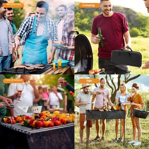 Miniatura 7 de 11 piezas de accesorios para parrilla de barbacoa de acero inoxidable, regalos para papá en el día del padre, juego de herramientas de parrilla