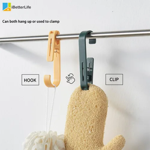 Miniatura 4 de iBetterLife Alfileres de ropa resistentes para exteriores, 8 ganchos grandes para ropa sucia con clips, abrazaderas organizadoras de armario
