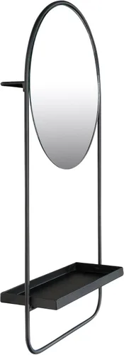Miniatura 6 de Bloomingville Espejo de pared de metal de 23 pulgadas de alto, estante y decoración de barra colgante (AH1021)