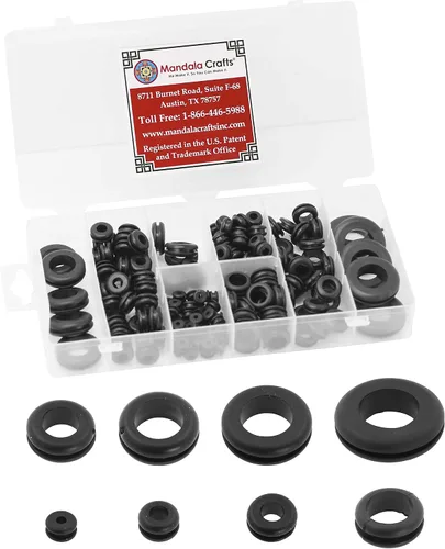 Miniatura 8 de Mandala Crafts Kit de ojales de goma Surtido de juntas de goma – 125 tapones de goma para agujeros – Ojales de goma para cableado automotriz