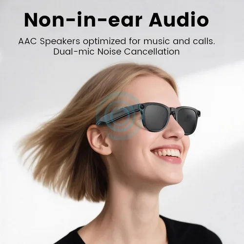 Miniatura 3 de REEDTOCK Lentes inteligentes con inteligencia artificial con cámara, grabación de video HD 1080P, gafas de cámara Bluetooth de 8 MP, cancelación