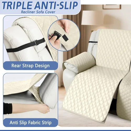 Miniatura 4 de Arfntevss Fundas de sofá modular reclinable, 100% impermeable, en forma de L, para sillón reclinable en forma de L, funda seccional lavable