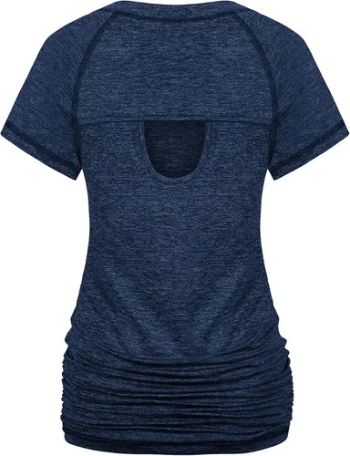 Miniatura 2 de Ninedaily Camiseta de entrenamiento para mujer, camiseta de yoga de manga corta, estilo casual