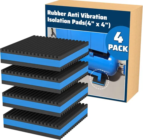 Paquete de 4 almohadillas de goma antivibración de 4 x 4 x 7/8 pulgadas, almohadillas de aislamiento de vibración EVA resistentes para compresos,
