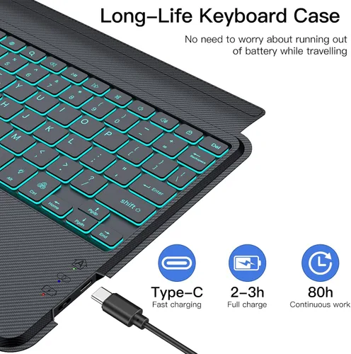 Miniatura 6 de Funda de teclado desmontable magnética para Samsung Galaxy Tab S6 Lite de 10,4 pulgadas 7Color Backlit Bluetooth Trackpad Keyboard