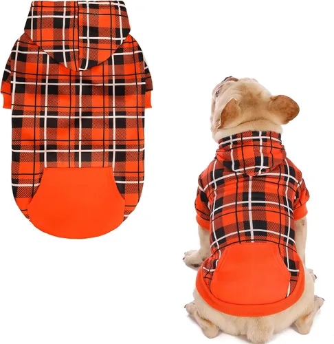 Miniatura 18 de EXPAWLORER - Sudadera con capucha para perro, estilo británico, suave y cálido con agujero para la correa, para clima frío, abrigo de invierno