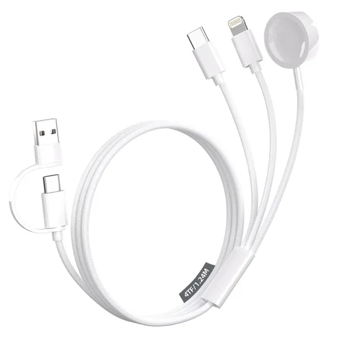 Esenciales de viaje, cable USB C 3 en 1 para cargador de Apple Watch, cable de carga múltiple, artículos esenciales de camping de vacaciones, RV,
