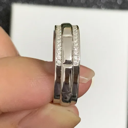 Miniatura 7 de Anillo de boda de oro blanco para hombre, plata de ley 925 con 13 circonitas cúbicas de corte redondo, anillo de compromiso para él, talla 7-14