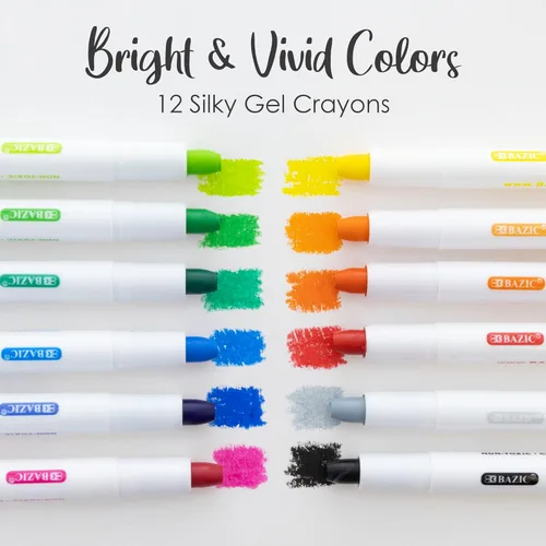 Miniatura 7 de BAZIC PRODUCTS Crayones de gel sedosos, 12 colores, lavables