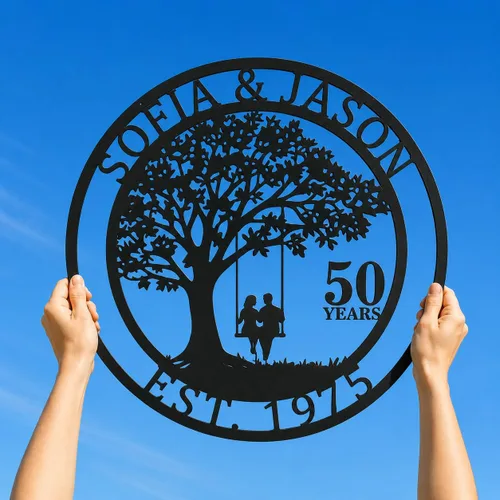 Miniatura 7 de efcustomgifts Regalo personalizado de aniversario de boda para parejas: letreros metálicos de hierro para el número 50, regalo de decoración