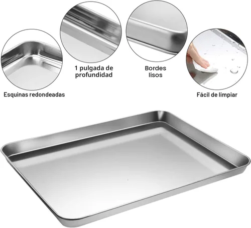 Miniatura 3 de Bandeja de Acero Inoxidable para Hornear con Rejilla de Enfriamiento y Tapete de Silicona para Hornear, Bandeja para Galletas con Rejilla