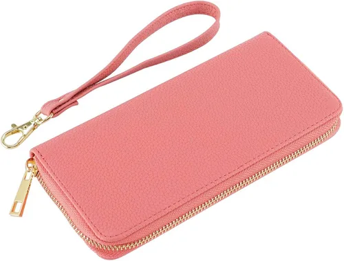 Miniatura 6 de HAWEE Cartera larga de cuero con cremallera para teléfono celular, tarjetero, monedero