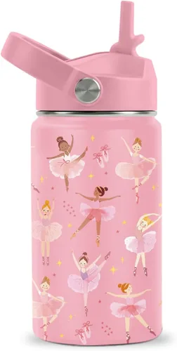 Miniatura 15 de Axolotl - Botella de agua de 12 onzas con tapa con pajilla, botella de agua de acero inoxidable con diseño de ajolotes para niñas, taza aislada