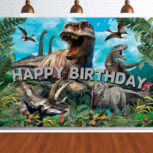 Fondo de dinosaurio, fondo de dinosaurios de 7 x 5 pies, telón de fondo de dinosaurio para decoración de fiesta de cumpleaños, pancarta del mundo de