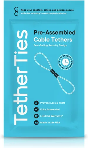 Miniatura 2 de Bloqueo de cable resistente: un kit de anclaje de cable inoxidable premontado resistente a manipulaciones para computadoras, adaptadores y dongles