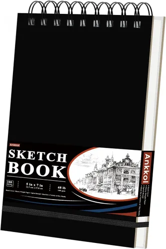 Miniatura 11 de Cuaderno de bocetos de 9 x 12 pulgadas, cuaderno de bocetos de tapa dura, bloc de bocetos con espiral superior, bloc de papel de dibujo de 100 hojas