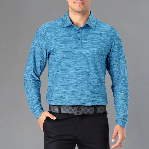 Miniatura 12 de NAVISKIN Camisas polo de manga larga para hombre, camisas de golf con cuello UPF 50 SPF para hombre, secado rápido, absorbe la humedad