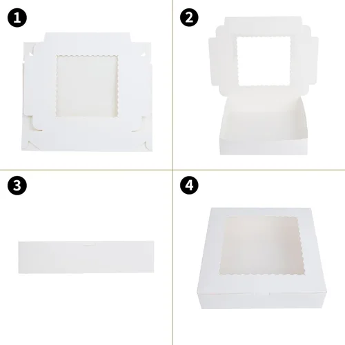 Miniatura 3 de Yeplan 10 cajas para tartas, cajas de panadería de 10 x 10 x 2.5 pulgadas con ventana, cajas de galletas para pastel, donas, chocolate, postre, 10