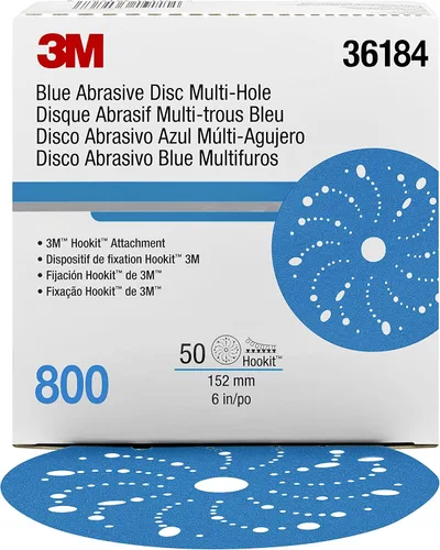 Miniatura 15 de 3M 3M-36142 Hookit disco abrasivo azul multi-agujero, 3" 80 Grado