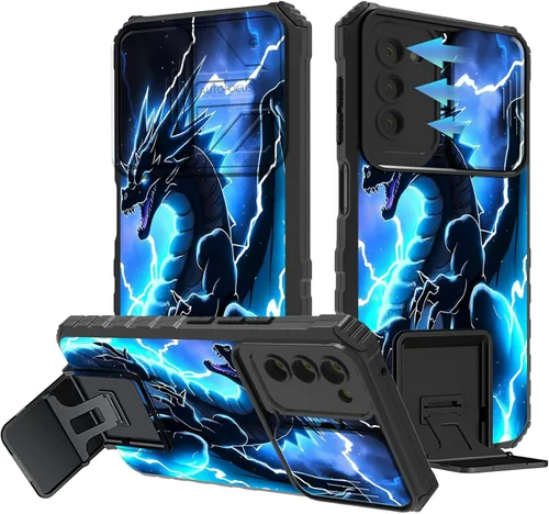 Miniatura 580 de Funda para Samsung Galaxy S22 Ultra 5G, Galaxy S22 Ultra con cubierta de cámara deslizante, funda resistente de doble capa con función atril Black