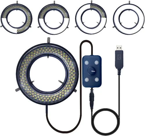 Miniatura 12 de 144 64 Iluminación LED de anillo de luz para microscopio estéreo, lámpara de luz de anillo ajustable industria, monocular, binocular, soldadura 64
