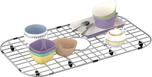 Miniatura 4 de SANNO Rejilla de fregadero de cocina de acero inoxidable para fregadero de cocina, protector de fregadero de rejilla para la parte inferior