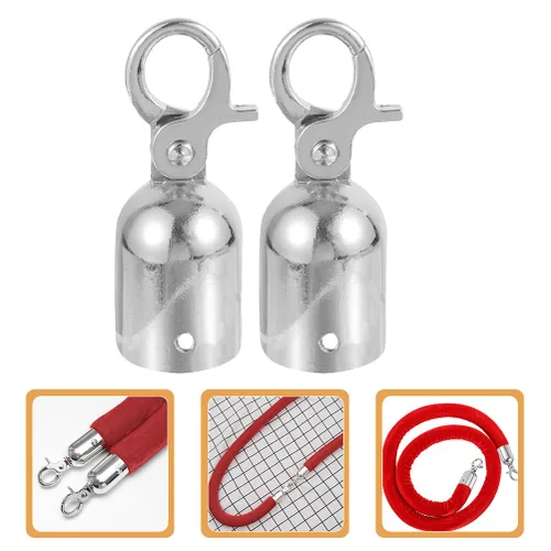Miniatura 2 de Angoily 2 tapones de extremo de cuerda de acero inoxidable con gancho a presión, clips de mosquetón resistentes para accesorios de cuerda