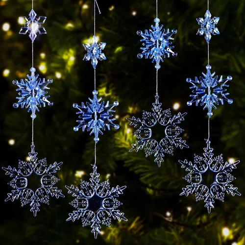 Miniatura 6 de 36 Piezas de Adornos de Copo de Nieve de Navidad, Adornos de Árbol de Navidad de Cristal Iridescente, Adornos de Árbol de Navidad de Plástico