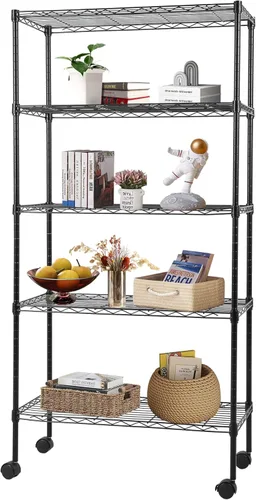 Miniatura 38 de FDW - Estantería metálica : 6 estantes de alambre de acero resistente ajustables, con ruedas, 48 pulgadas (L) x 18 pulgadas (An) x 76 pulgadas (A)