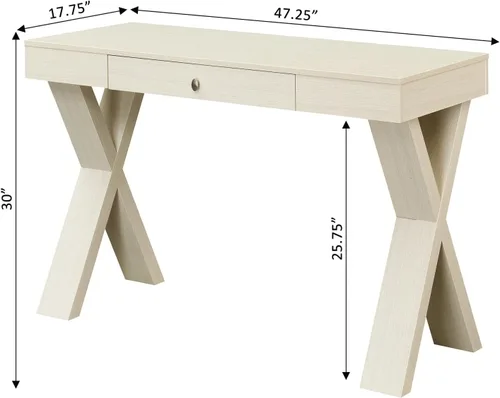 Miniatura 3 de Convenience Concepts Newport - Escritorio con 1 cajón, color marfil