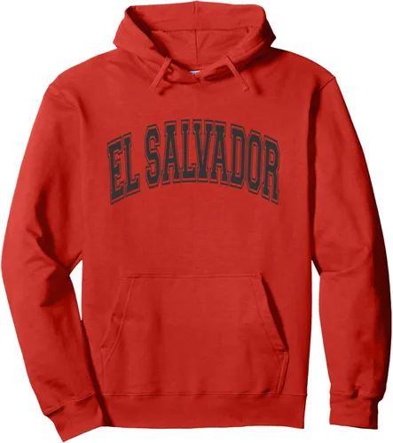 Miniatura 10 de El Salvador Arched Style Negro Texto y Contorno Sudadera Con Capucha