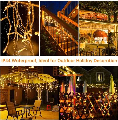 Miniatura 6 de Blingstar - Luces de carámbano, luces de Navidad al aire libre de 49.2 pies, 440 LED, luces colgantes extensibles, 8 modos, luces de carámbano