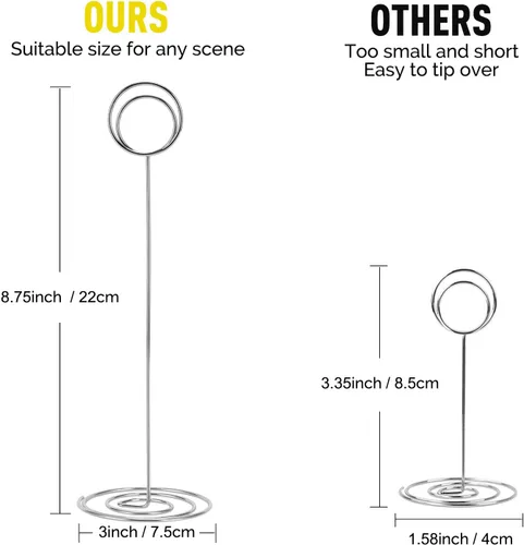 Miniatura 2 de MANGZ Paquete de 15 soportes para números de mesa de 8.75 pulgadas de alto, soporte para tarjetas de lugar, clip de alambre para fotos, perfecto